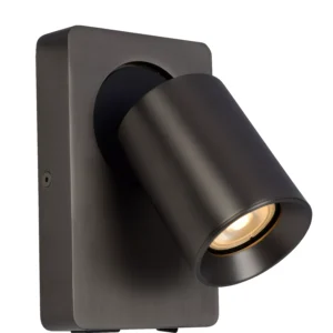 NIGEL - Applique de chevet - LED Dim. - GU10 - 1x5W 2200K/3000K - Point de rechargement USB - Acier Noir
