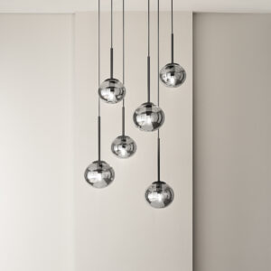 JEWEL - Suspension Cascade - 6xE14 - Noir fumé