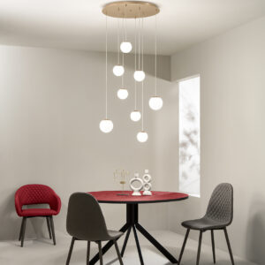 SANTOS - Suspension - 6 x Ø 11 cm + 2 x Ø 14 cm - LED-60W -3000K - Or