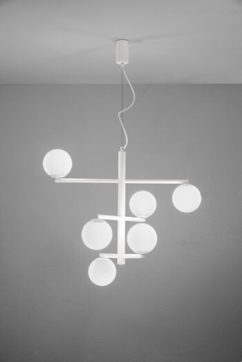 GIZAH - Suspension - Ø 14 cm - 6xE14 + 5W LED 3000K - Blanc